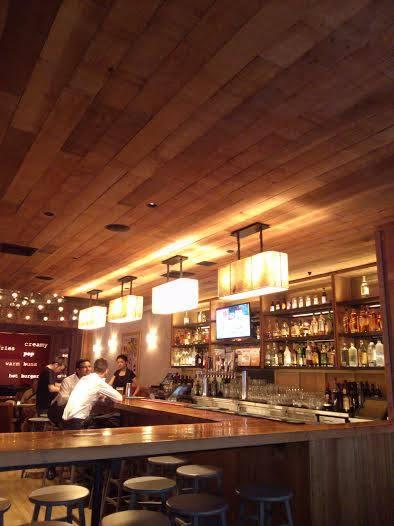 At Pop at Pod restaurant in Manhattan, you’ll find sanded reclaimed gymnasium flooring from a high school in Minnesota, and rough-sawn FSC Certified Western Red Cedar ceiling t&g.