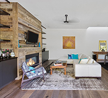 Pioneer Millworks reclaimed barnwood paneling—American Prairie Taphouse