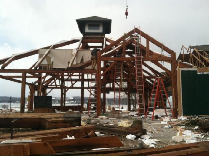 It is a testament to the durability of wood and build quality of timber framing as a construction method that this demolition/salvage was even possible.