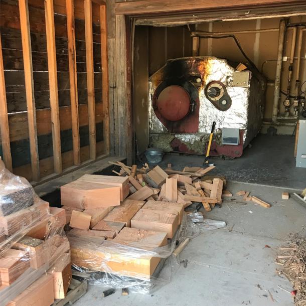 Pioneer Millworks dries it's wood in a kiln run on wood scraps.