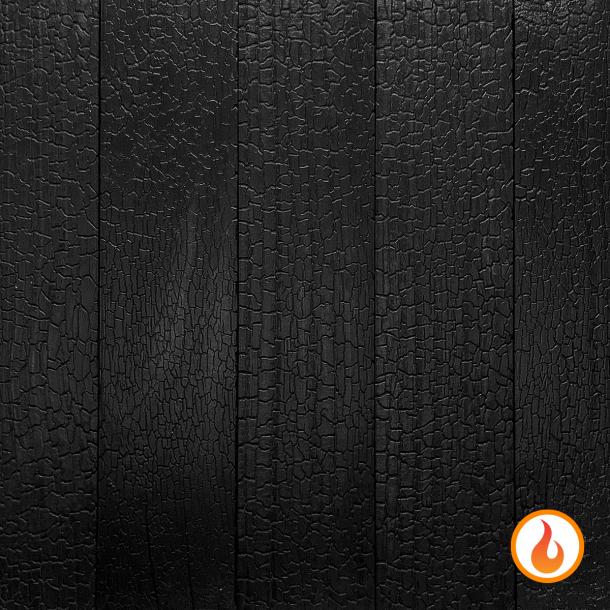 Shou Sugi Ban ACCOYA Deep Char by Pioneer Millworks. Black wood siding and paneling that is burned and coated with non-toxic, water-based polyurethane