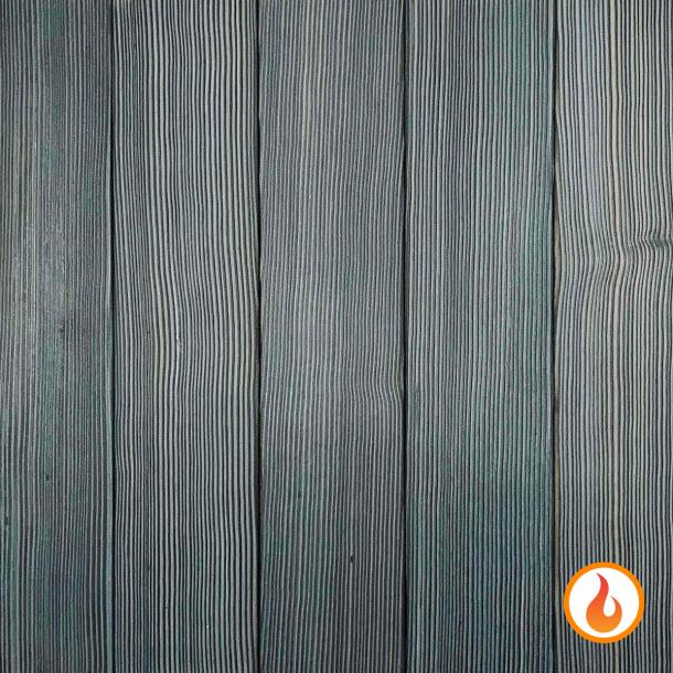 Shou Sugi Ban Douglas Fir Cinder by Pioneer Millworks. Charred wood siding and paneling that is burned, brushed twice, and coated with an exterior oil
