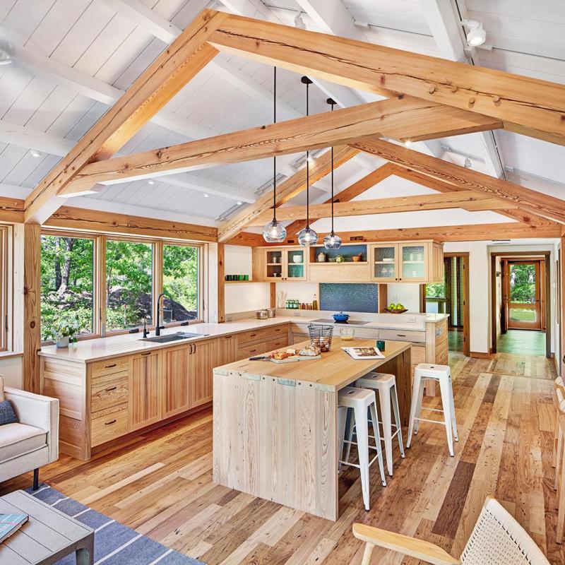 Pioneer Millworks American Gothic Chestnt Flooring and Heart Pine Timbers. Photo © Robert Gothard