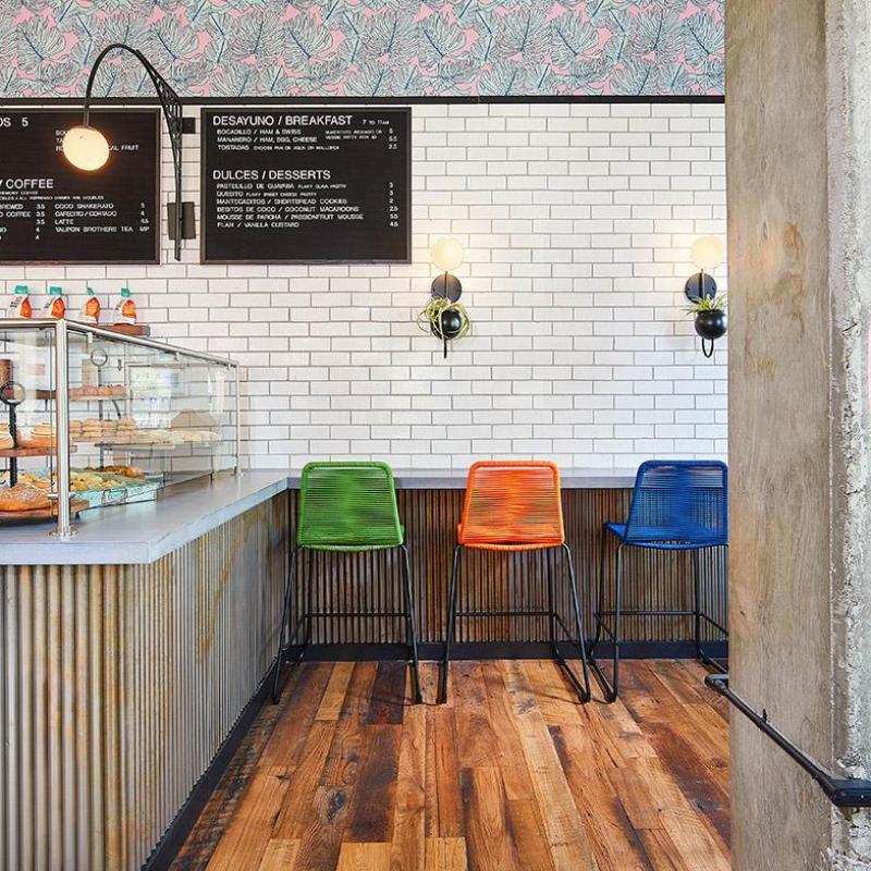 Pioneer Millworks Settlers' Plank Mixed Oak flooring in La Famosa Restaurant in Washington D.C. © Kristopher Ilich Photography